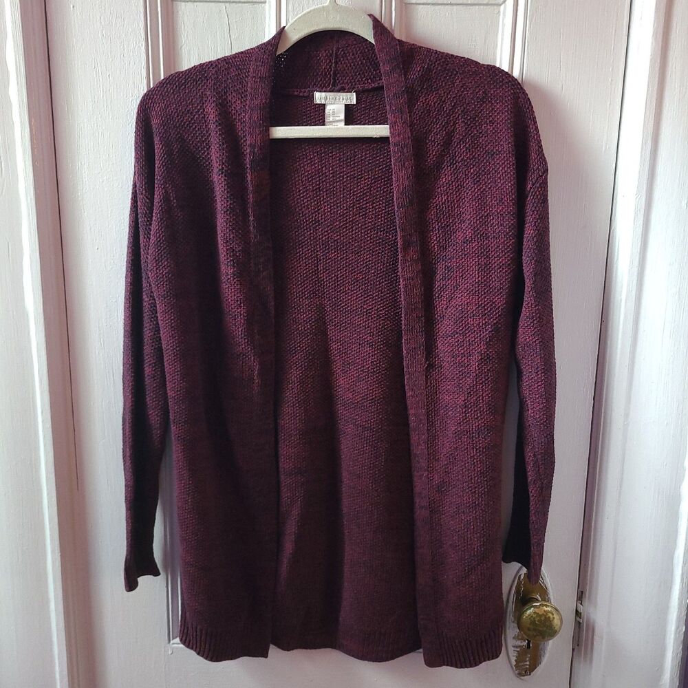 H&M Conscious Women's Burgundy Solid Knit Open Front Cardigan Sweater XS